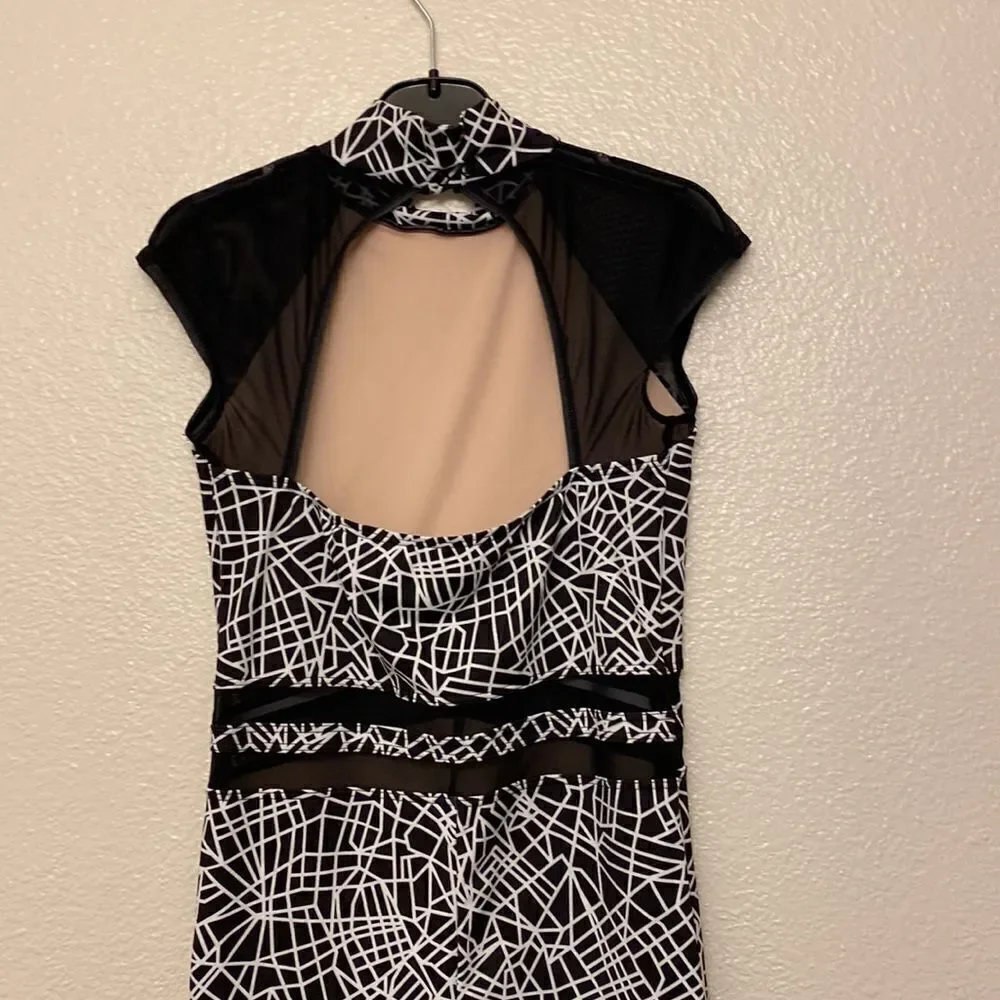 WEISSMAN Dance Costume biketard acro Radioactive  11828 Black white child- XLC